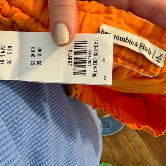 Abercrombie & Fitch linen cotton blend midi skirt with slit XL orange NWT - Picture 2 of 8